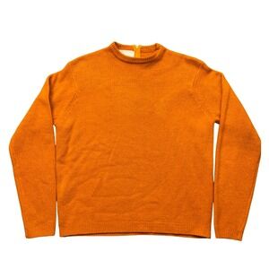 Vintage Tami Lambswool Sweater Burnt Orange Back Zip Crewneck Hong Kong Grunge